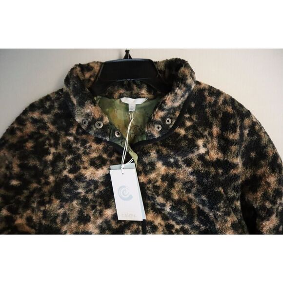 Calme by Johnny Was Size Small Printed Sherpa Fleece Jacket Brown/Multi - Picture 4 of 14
